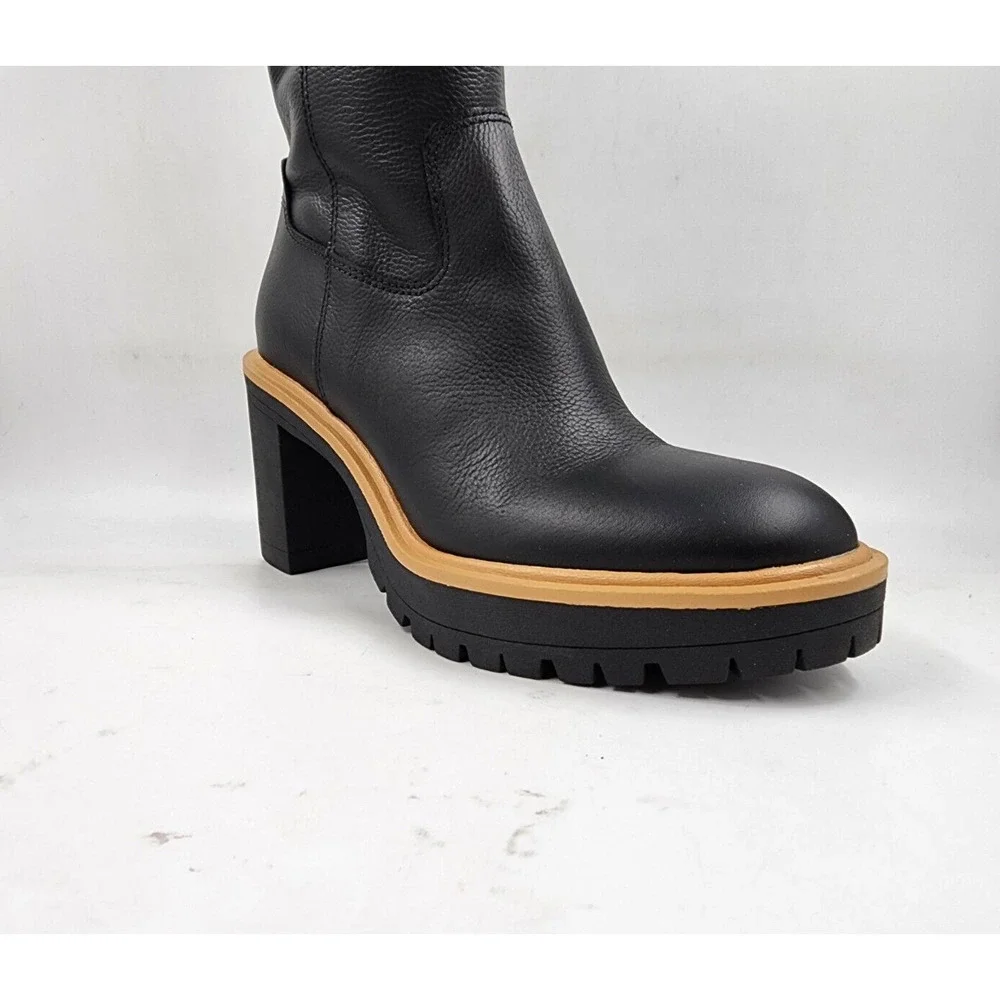 Dolce Vita Corry H2O Tall Leather Knee-High Boots Women's 8 Onyx Leather Zip - Picture 14 of 15